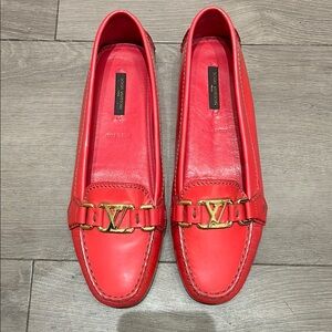 Louis Vuitton Watermelon Color! NOT RED POSH! NOT RED!! Loafers for Women...FIRM